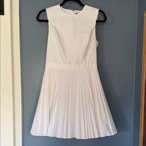 Theory Elegant White Pleated Dress